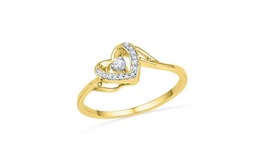 10k yellow gold promise ring with 1/12 Cttw diamond, Size 7