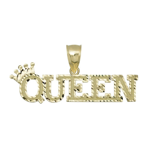 10K Yellow Gold Queen Pendant – 1 Inch Wide, 1.15mm Thickness

