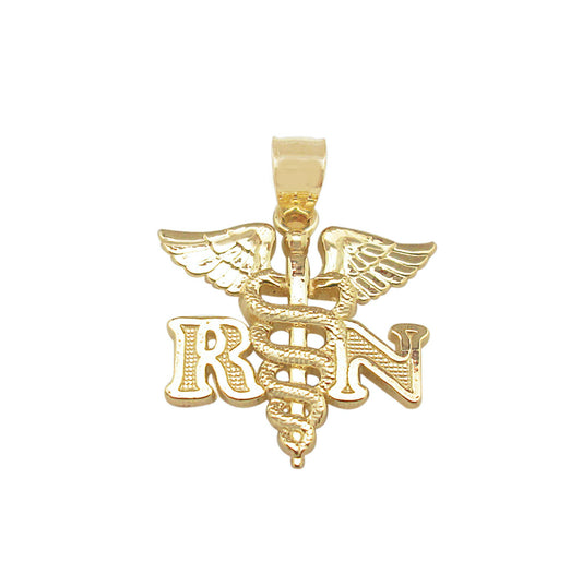 10K Yellow Gold Registered Nurse Charm – No Chain Included, Perfect for Nurses