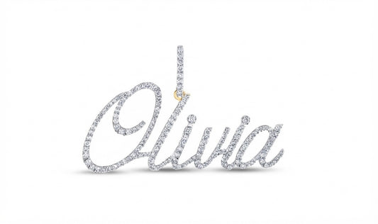 10K Gold Olivia Diamond Name Pendant