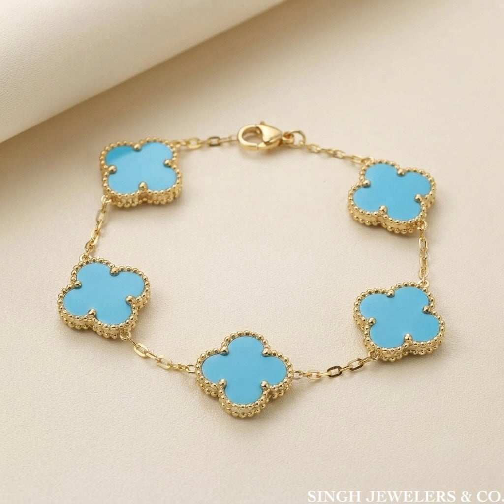 10k yellow gold vancleef clover bracelet for woman