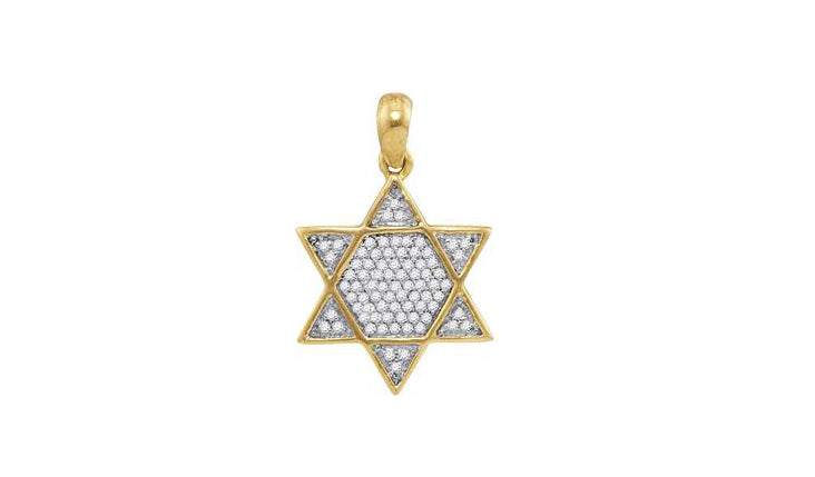 10k Yellow Gold Star of David Charm with Diamonds