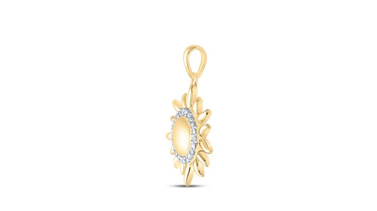 Radiant 1/10 Cttw diamond sun pendant in 10K yellow gold.