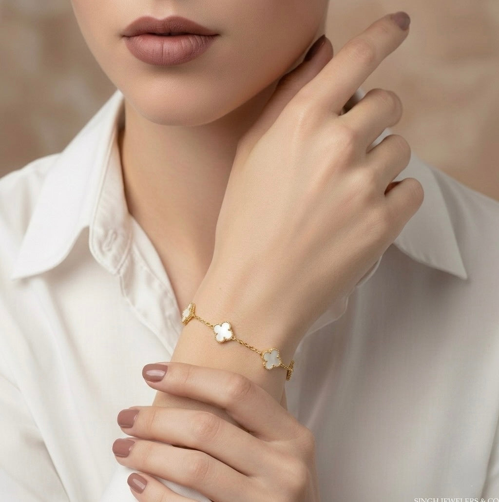 10k Yellow Gold Vancleef Inspired Clover Bracelet