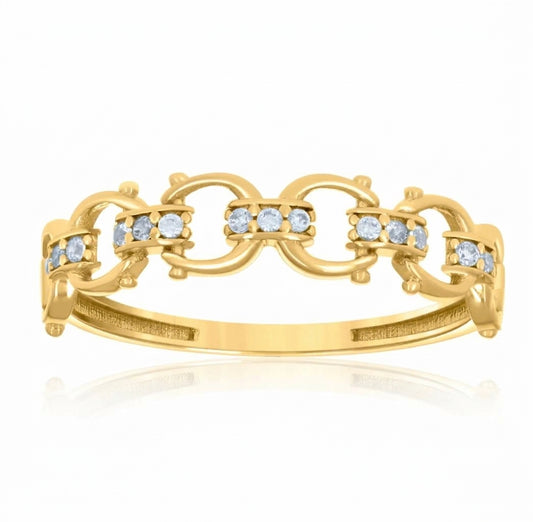 10K yellow gold women's designer ring with cubic zirconia-inspired design