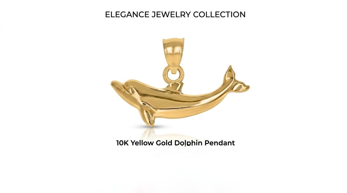 10K yellow gold women's dolphin charm featuring an elegant ocean-inspired design