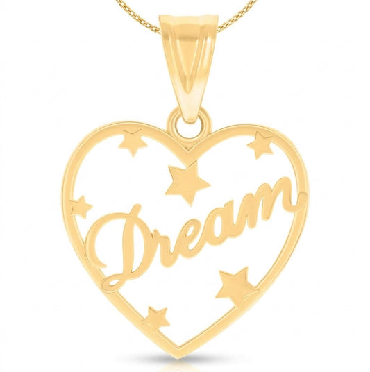 10K yellow gold women's Dream Heart charm pendant with an elegant heart-inspired design