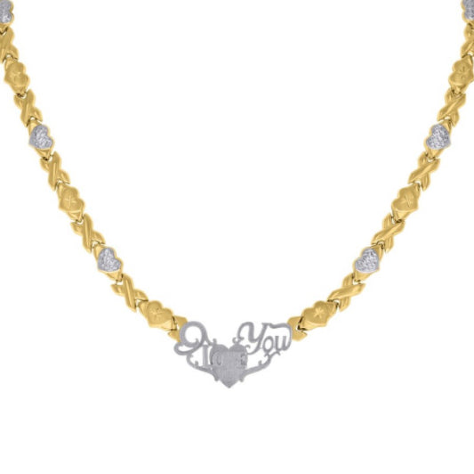 10K yellow gold women’s stampato 'I Love You' heart necklace 18 inches