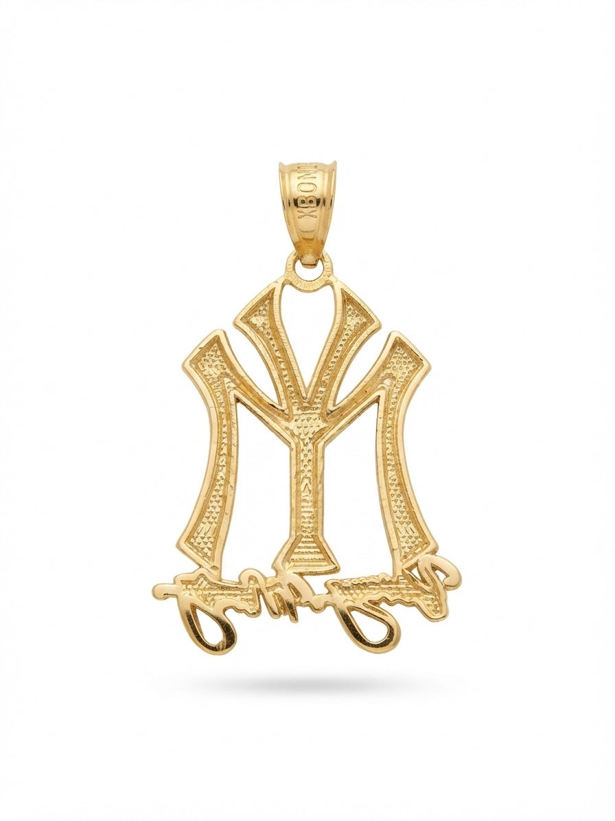10K Young Money solid gold pendant back side.