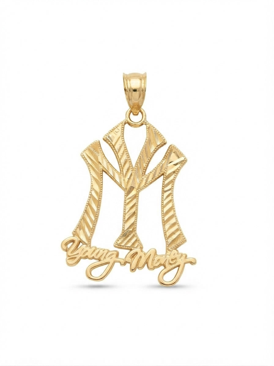 10K Young Money solid gold pendant