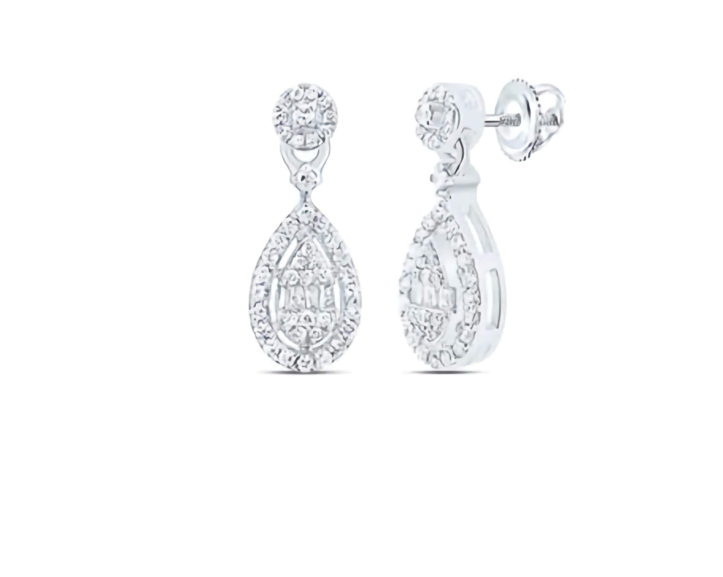 10k Pear Diamond Dangling Earrings