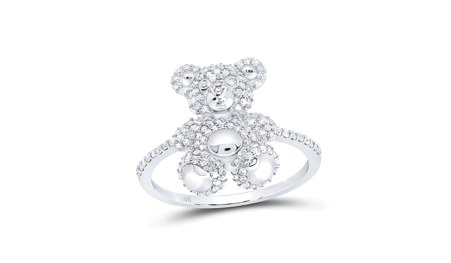 10k Teddy Bear Diamond Ring