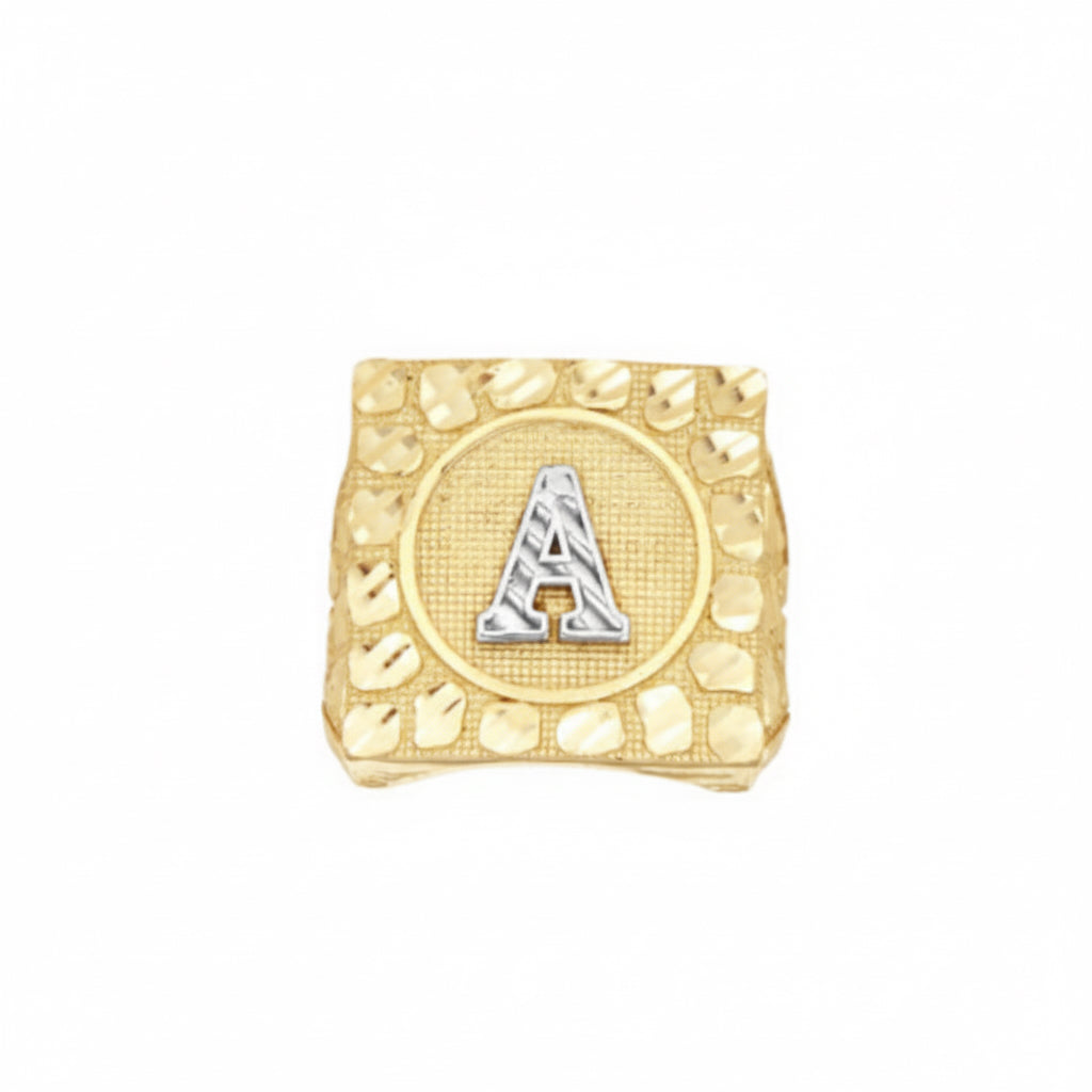 Men’s 10Kt Gold Nugget Ring – Letter A