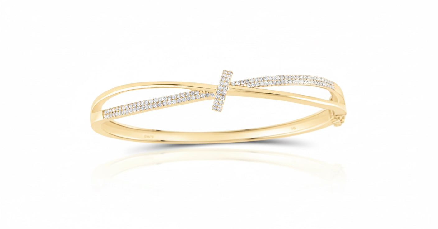 1/2 CTW natural diamond bangle 14K gold 60x50mm elegant jewelry