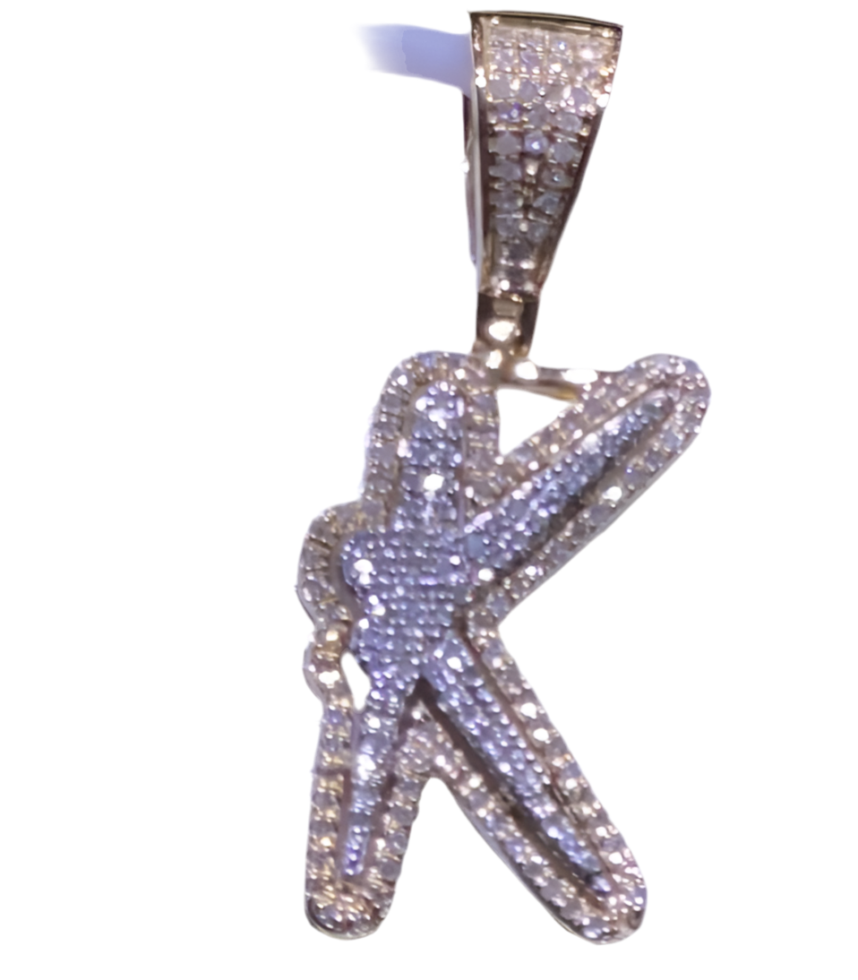 10K Diamond "K" Initial Charm