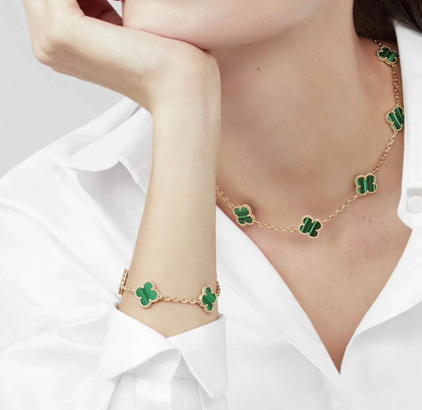 10K Green Clover Necklace