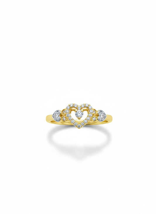 Diamond Heart Promise Ring – 10k Yellow Gold, 0.20 Cttw