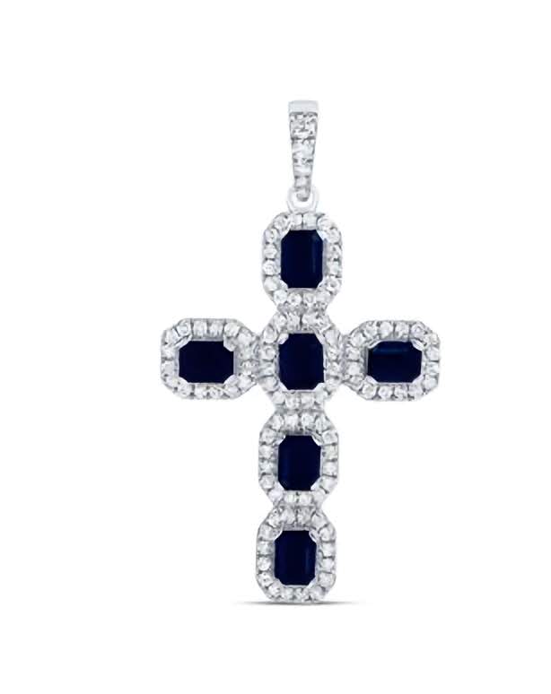 14K Natural Gemstones Diamond Cross