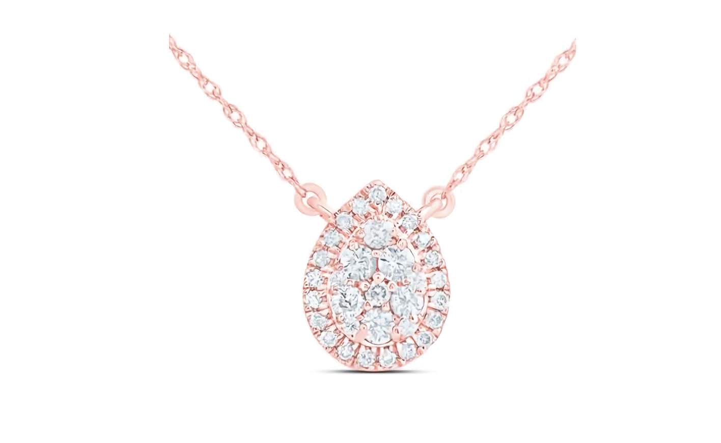14K Pear Diamond Necklace