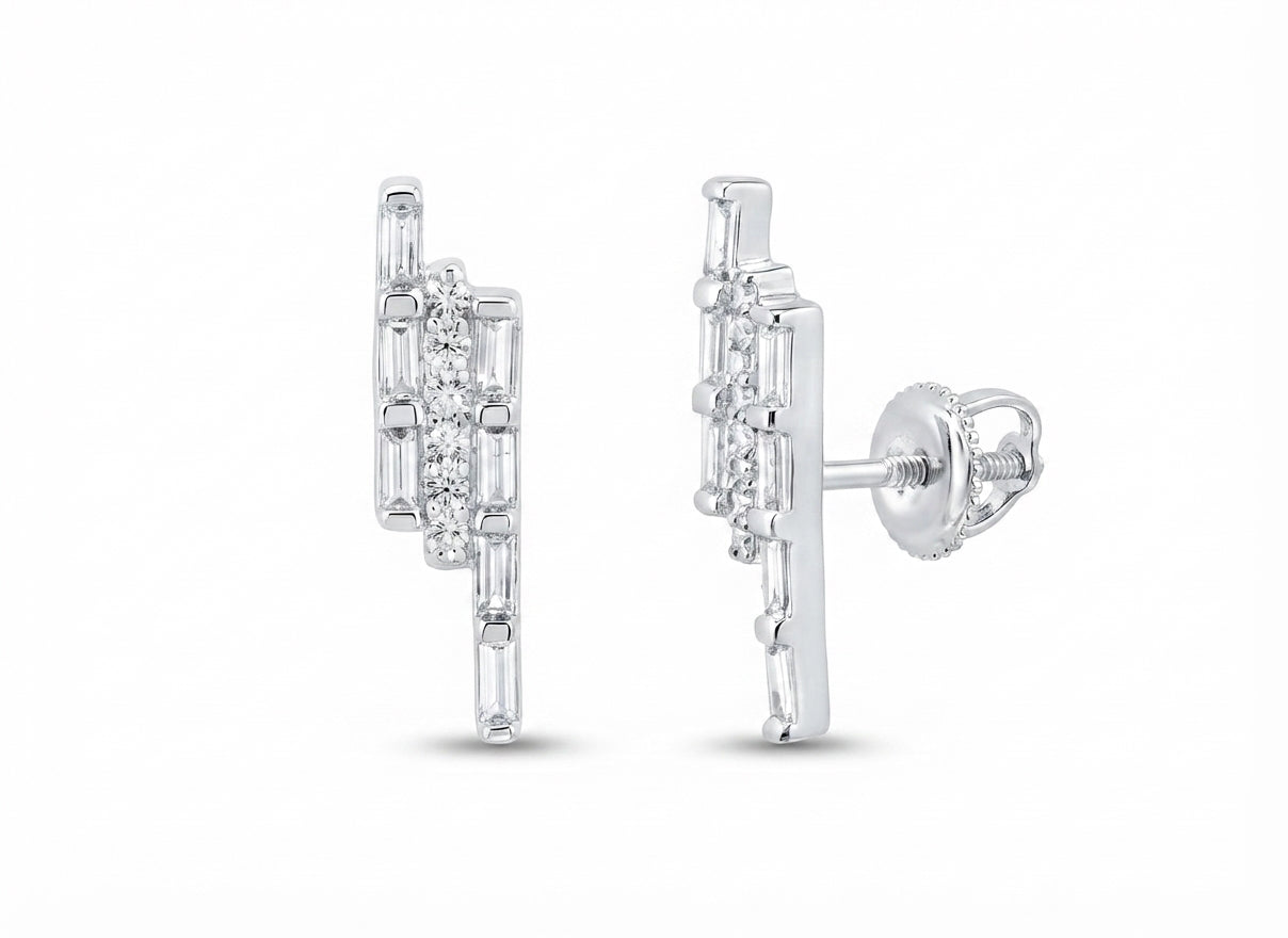 14K gold designer bridge earrings with natural diamonds