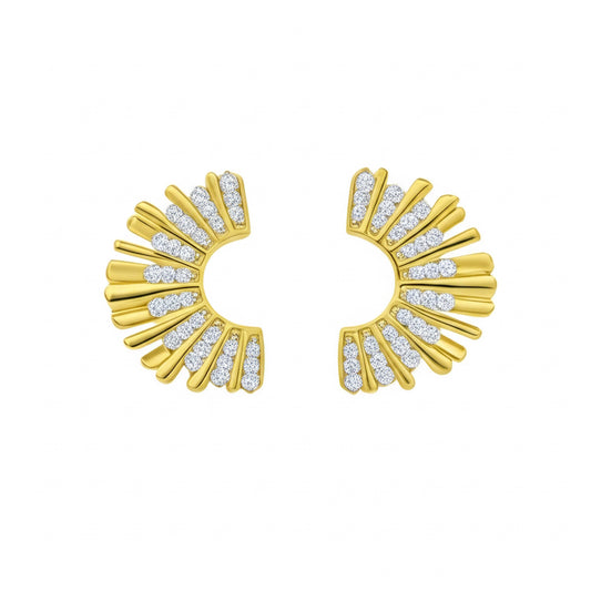 Front view of 14K yellow gold diamond fashion earrings – 1/3 CTW