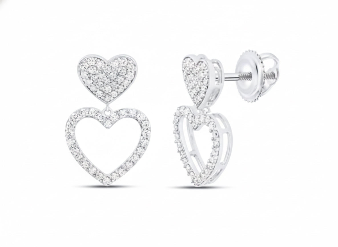 3/8 CTW natural diamond dangling heart earrings in 14K gold