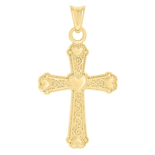 14k yellow gold heart religious charm pendant