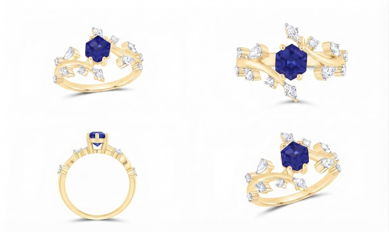 14K Gold Natural Tanzanite Diamond Ring