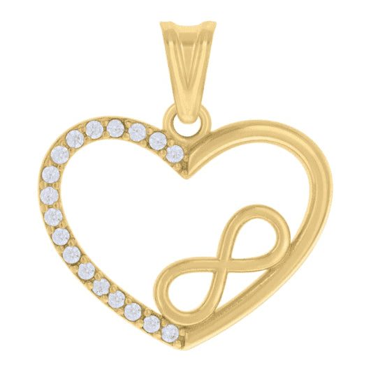 14k gold heart pendant with infinity symbol