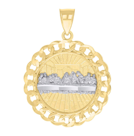 14k chained last supper pendant, 29.8mm height, 22.3mm width, gold religious jewelry