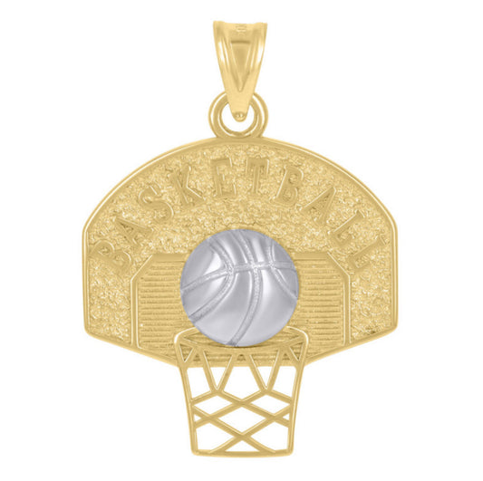 14K Gold Men's Basketball Charm Pendant - Custom Jewelry for Athletes