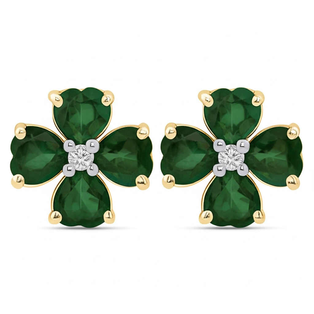 14k gold natural diamond heart earrings with 0.03CTW diamonds
