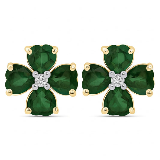 14k gold natural diamond heart earrings with 0.03CTW diamonds