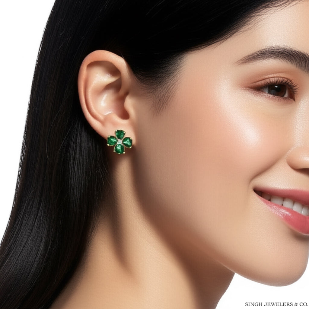 14k gold natural diamond heart earrings with 0.03CTW diamonds