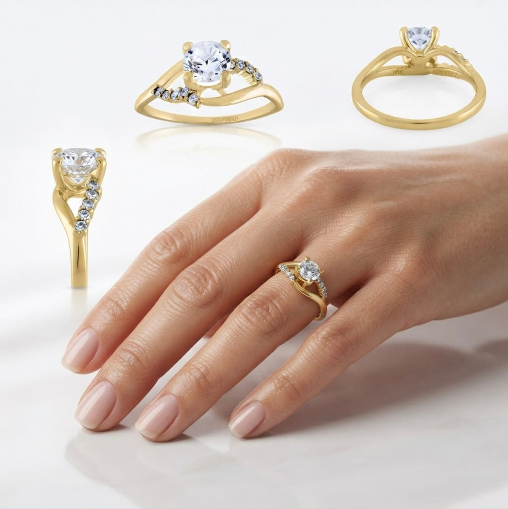 14K gold promise ring worn on hand elegant simple jewelry