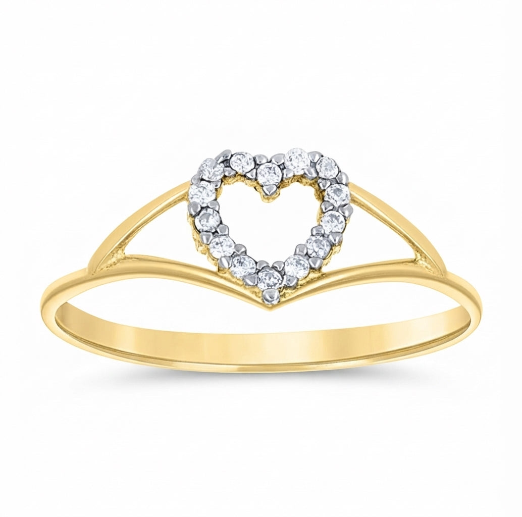 14K gold heart ring with sparkling cubic zirconia