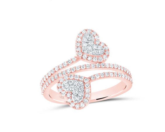 14K Rose Gold 5/8 CTW Natural Diamond Heart Ring – Beautiful and Timeless Heart-Shaped Design with Natural Diamonds