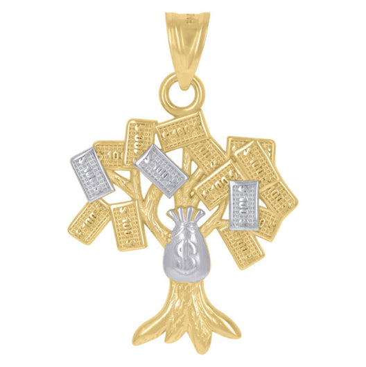 14k two-tone gold money tree charm for men