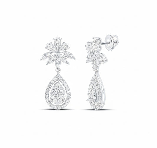 Elegant diamond drop earrings in white gold for women