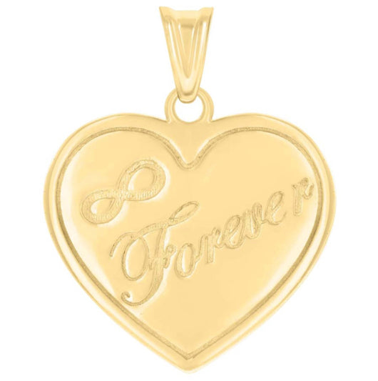 14K yellow gold infinity charm pendant with forever symbol, 26mm x 20.7mm – chain not included