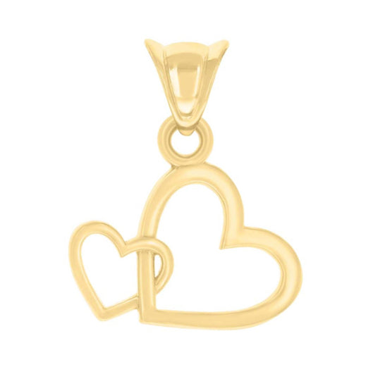 14K yellow gold intertwined hearts charm pendant – symbol of love, no chain included