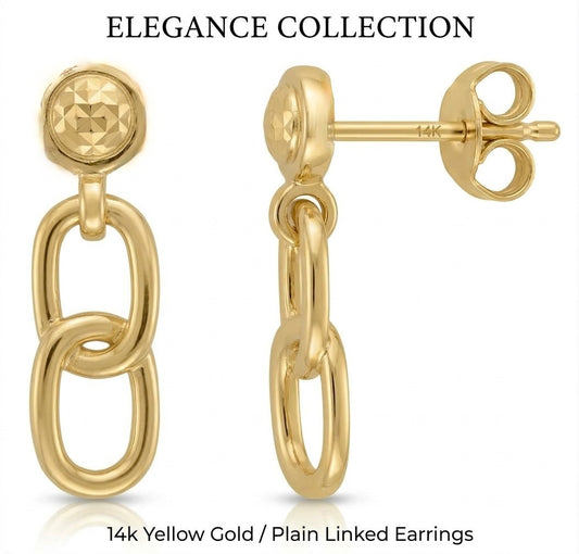 14K Yellow Gold Intertwined Link Earrings