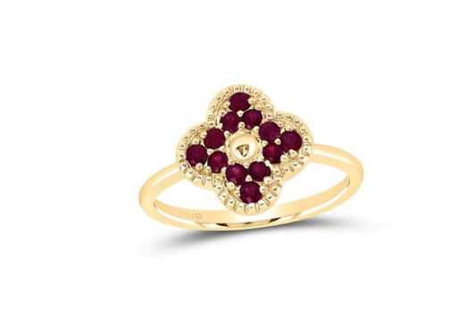 14k yellow gold natural ruby clover ring – elegant gemstone jewelry