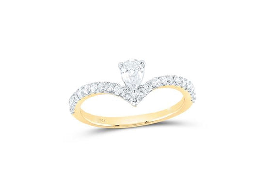 14k Yellow Gold Pear-Shaped Diamond Ring with 5/8 Cttw of Diamonds