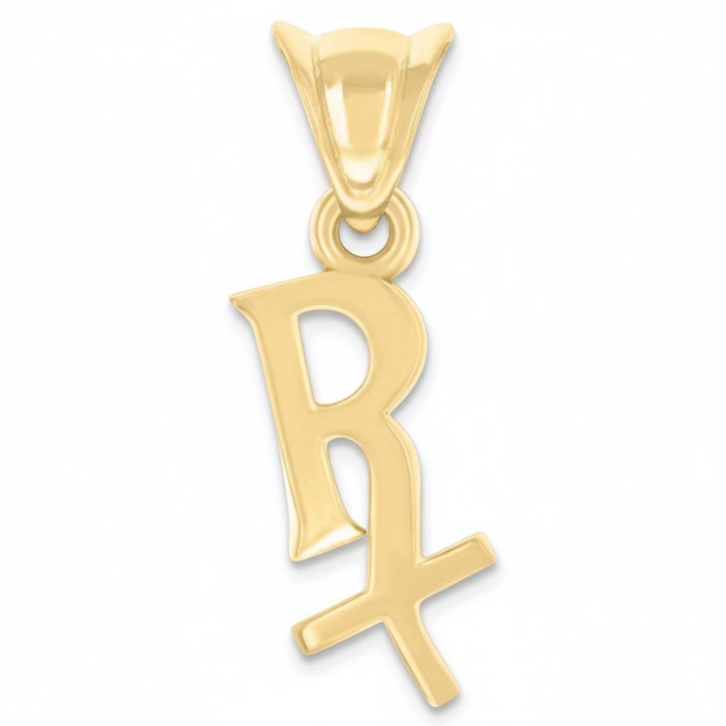 14K yellow gold RX prescription charm pendant