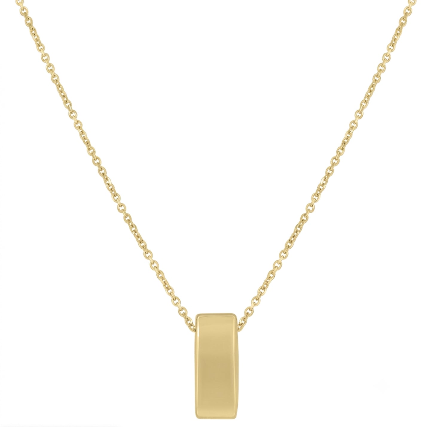 14K Yellow Gold Vertical Bar Necklace for Women with 18 Inch Chain