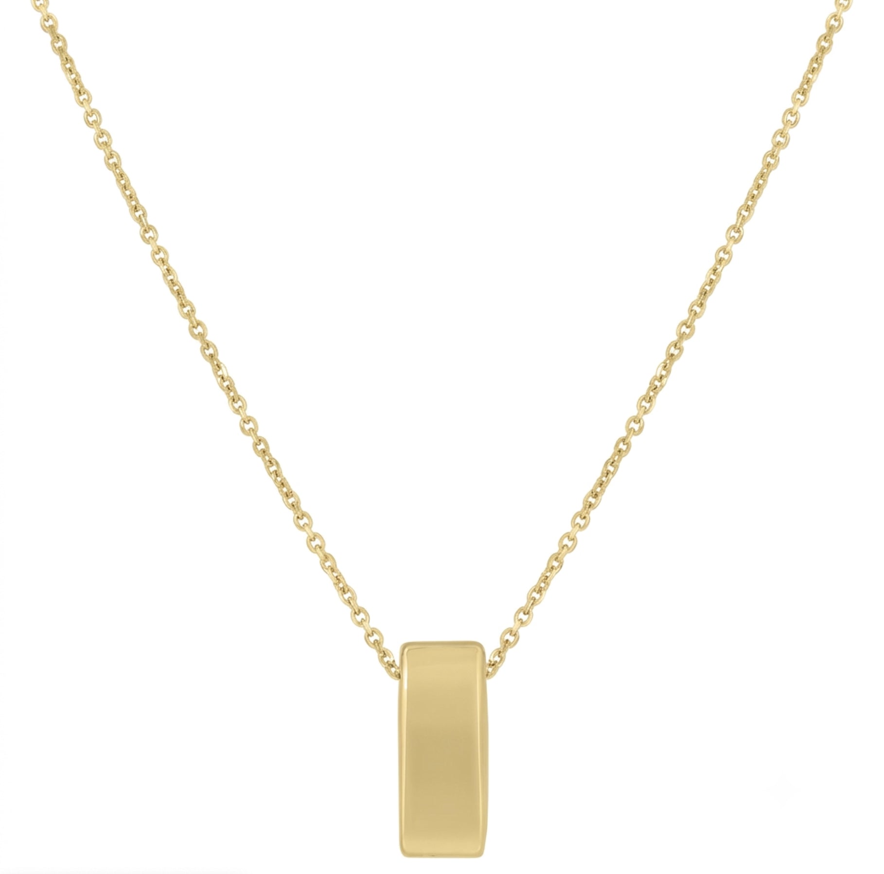 14K Yellow Gold Vertical Bar Necklace for Women with 18 Inch Chain