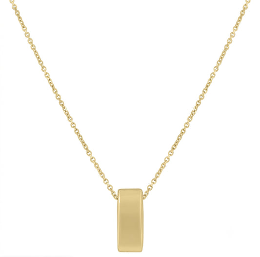 14K Yellow Gold Vertical Bar Necklace for Women with 18 Inch Chain
