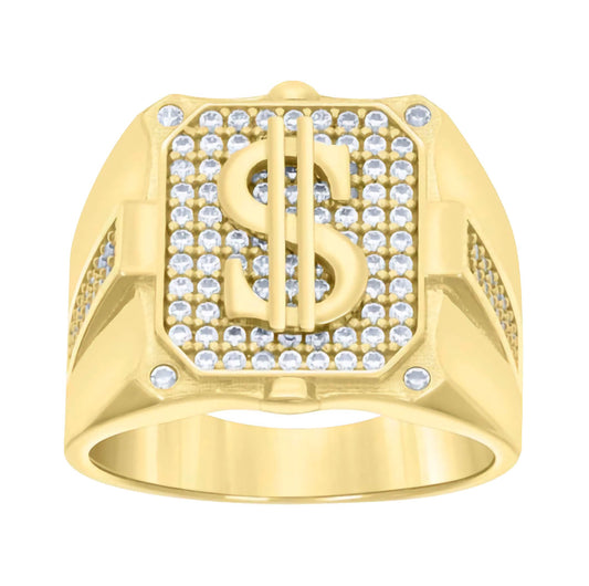 14k Cubic Zirconia Dollar Sign Ring