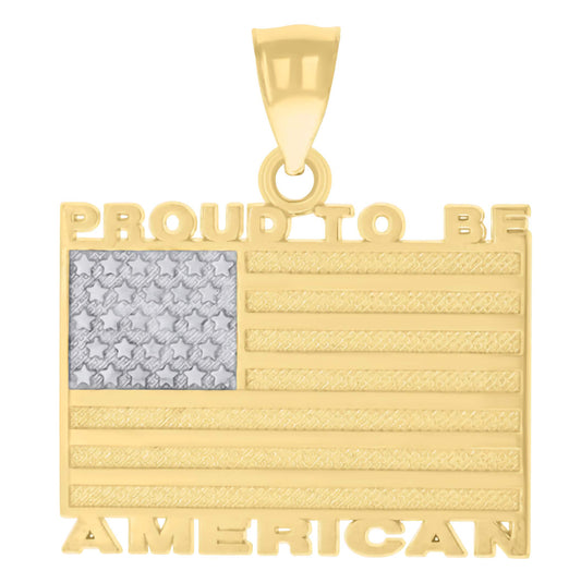 14k Proud to be American USA Flag Charm